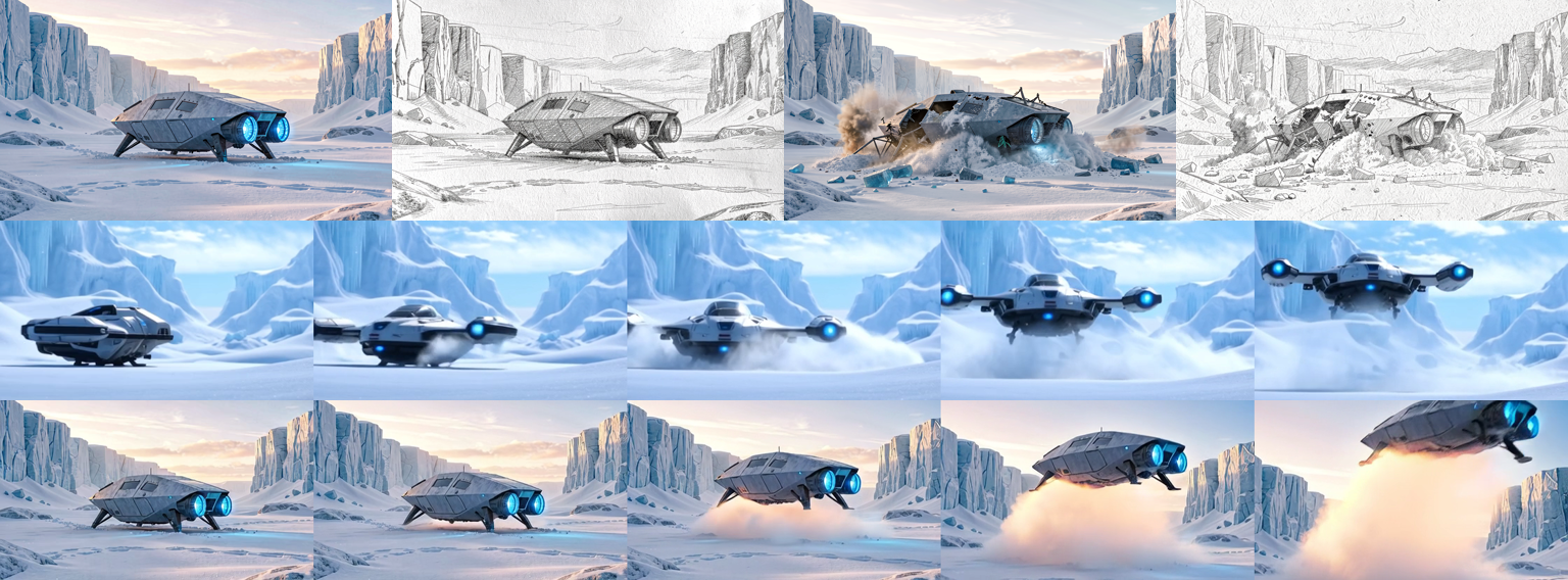 Spaceship workflow contact sheet
