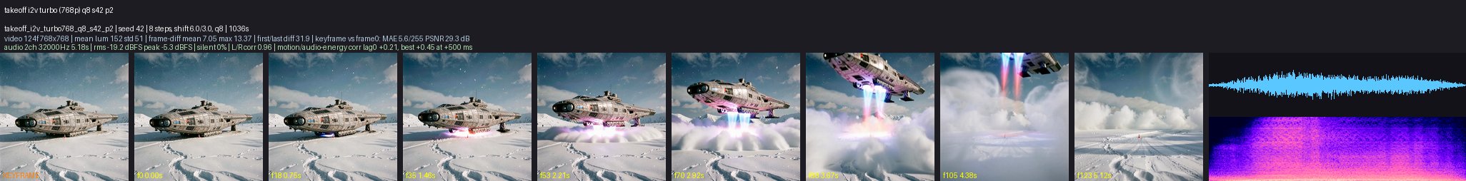 Spaceship takeoff image-to-video at 768p